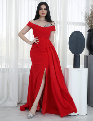 فستان احمر سهرة طويل من متجر اليان
