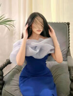 فستان شيفون الصدر طويل من Alyan