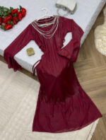 فستان احمر بربطة من الخصر من متجر اليان